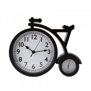Настенные часы с термометром черные 31x25 см B0301606