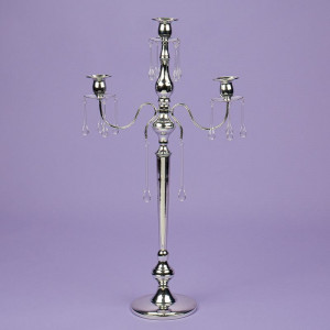 Канделябр декоративний на 3 свічки із кристалами 66 см B0301699