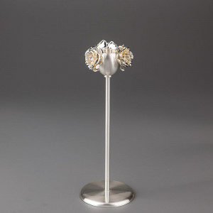 Свічник подарунковий металевий сріблястий для 1 свічки 21 см B0301713
