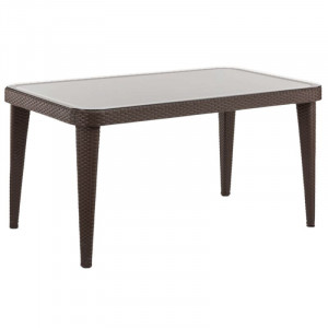 Садовий стіл зі скляною стільницею коричневий 150x90x76 cм B166237