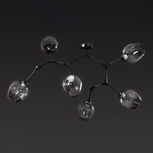 Чорна люстра в стилі лофт Молекула 6 плафонів 100x70x40 см B171007