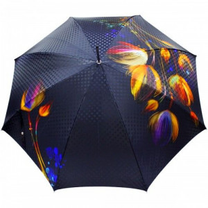 Зонт женский трость полуавтомат синий с цветочным принтом Doppler B106314