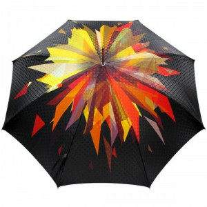 Женский зонт трость полуавтомат черный с принтом Doppler B106315