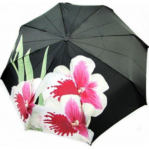 Складна жіноча парасолька чорний квітковий принт Doppler B106330