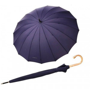 Зонт трость мужской с деревянной ручкой синий Bugatti B106343