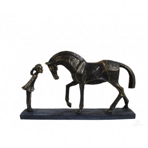 Подарочная бронзовая статуэтка Девочка и Лошадь дизайнерская 39x8x23 см B670468