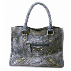 Жіноча сумка зі шкіри пітона сіра 30х21х10 см B670473