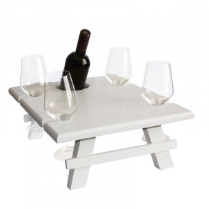 Деревянный винный столик на магнитных ножках белый 38x45x25 см B172018