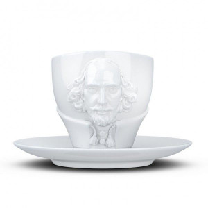 Чайний набір 2 предмети чашка 260 мл і порцеляновий блюдце із зображенням Шекспіра Tassen B4100254 Подарунок поетові або письменнику